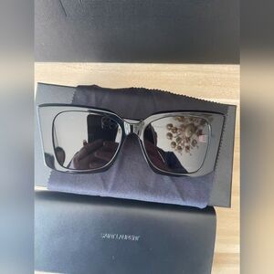 Yves Saint Laurent Black Sunglasses with Gold YSL Emblem